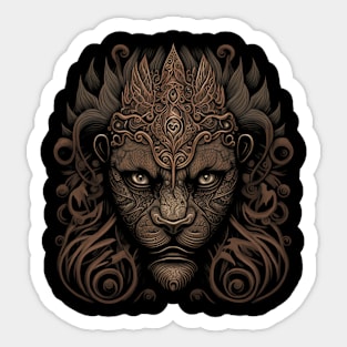 Lion decorated with Javanese ornaments Sticker